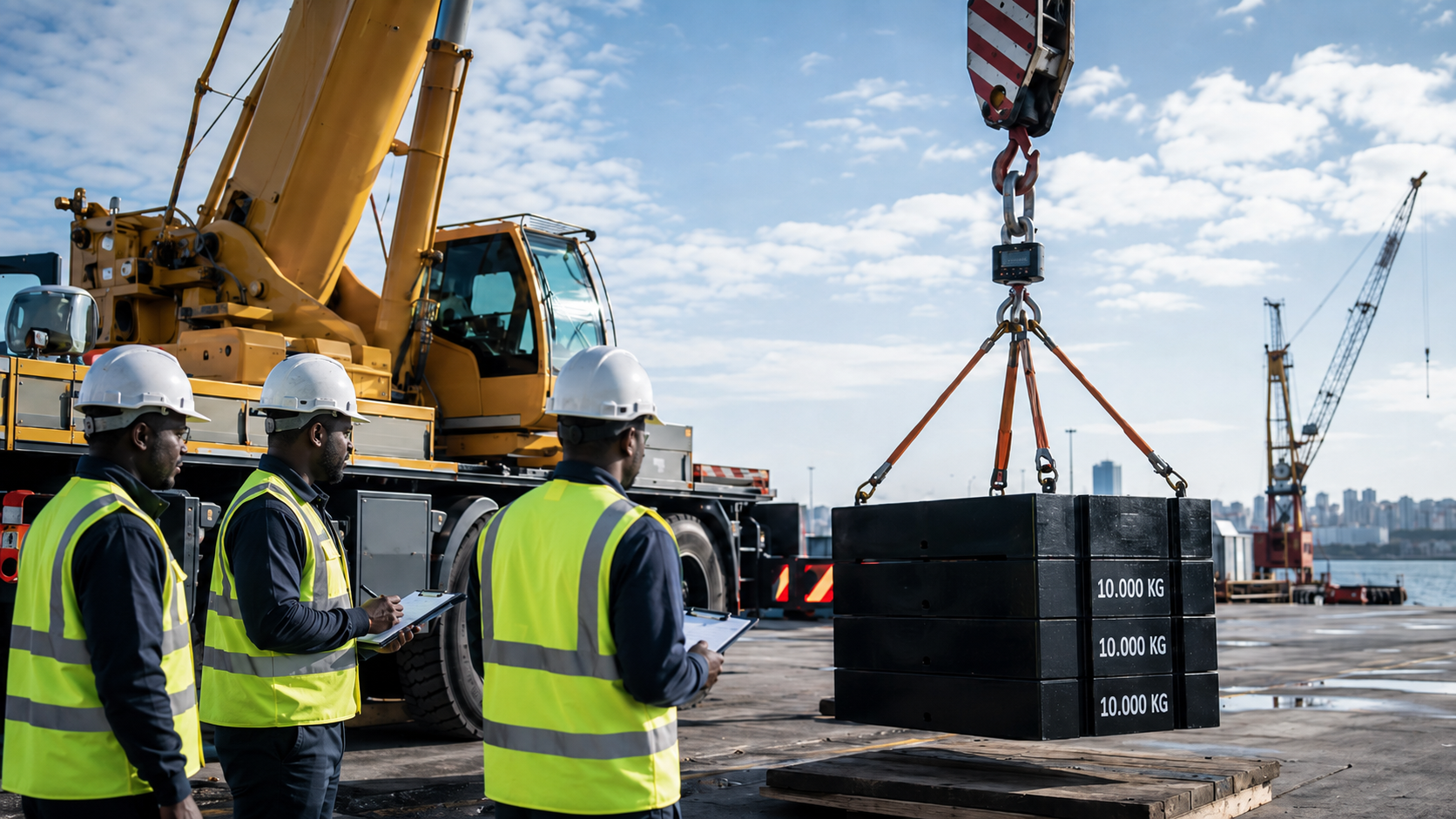 Crane load testing Mozambique with controlled proof load